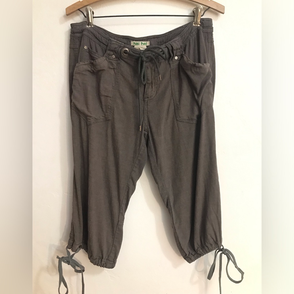 Hei Hei Anthropologie Linen Brown Short Crop Pants Womens Size 6